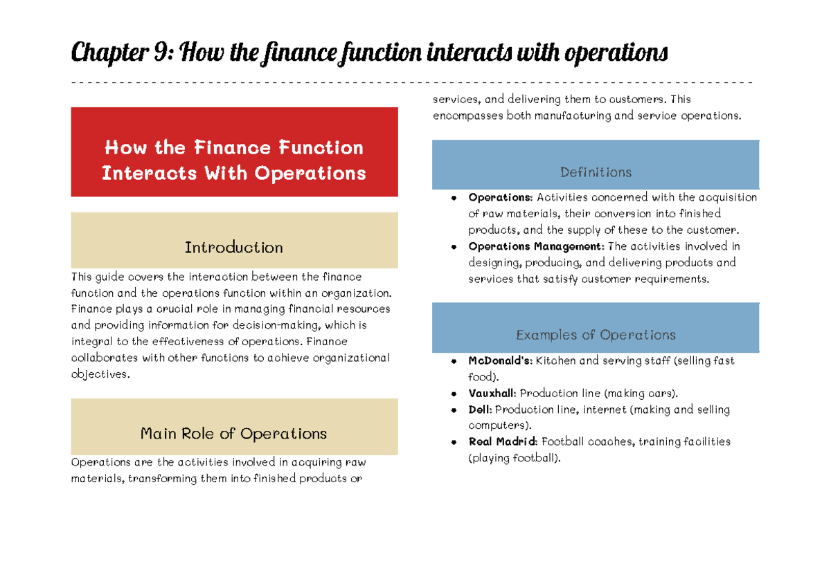 Chapter 9: Finance Function's Role in Operations Management - Lecture ...