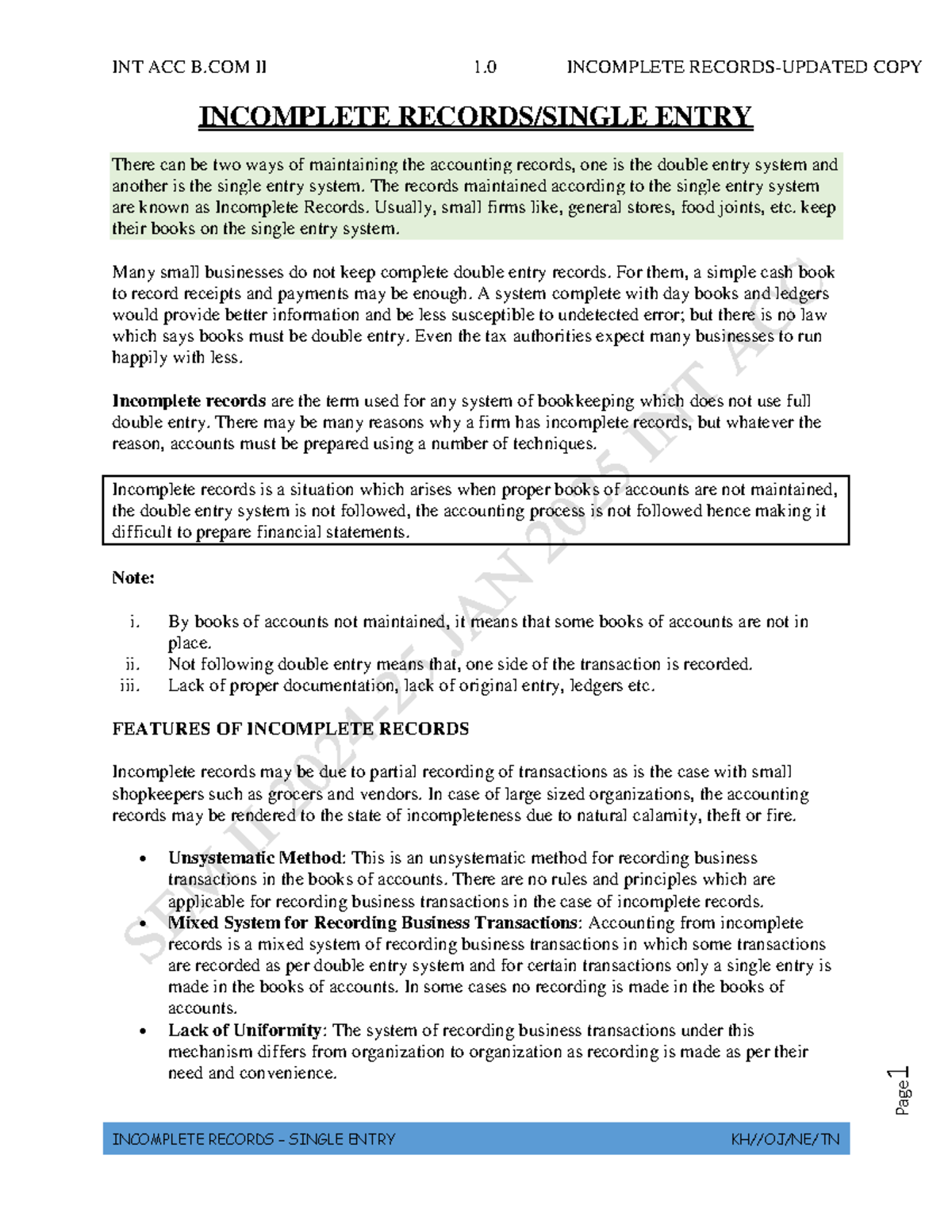 Incomplete Records: Key Concepts and Techniques - INT ACC JAN 2025 ...