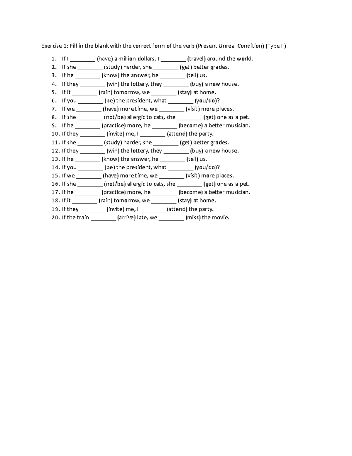 Exercise 1 - Exercise 1: Fill in the blank with the correct form of the ...