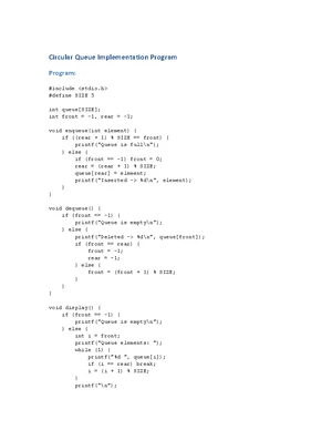 Linear Queue Implementation - Studocu