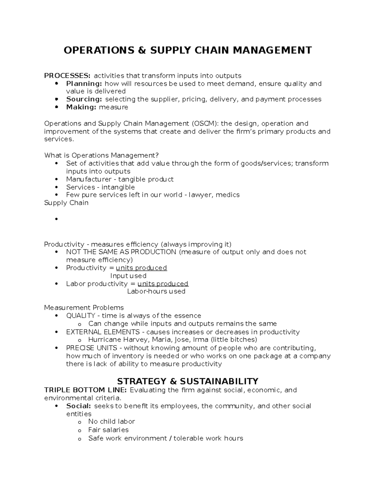 MGT 302 Operations & Supply Chain Management Study Guide - Studocu