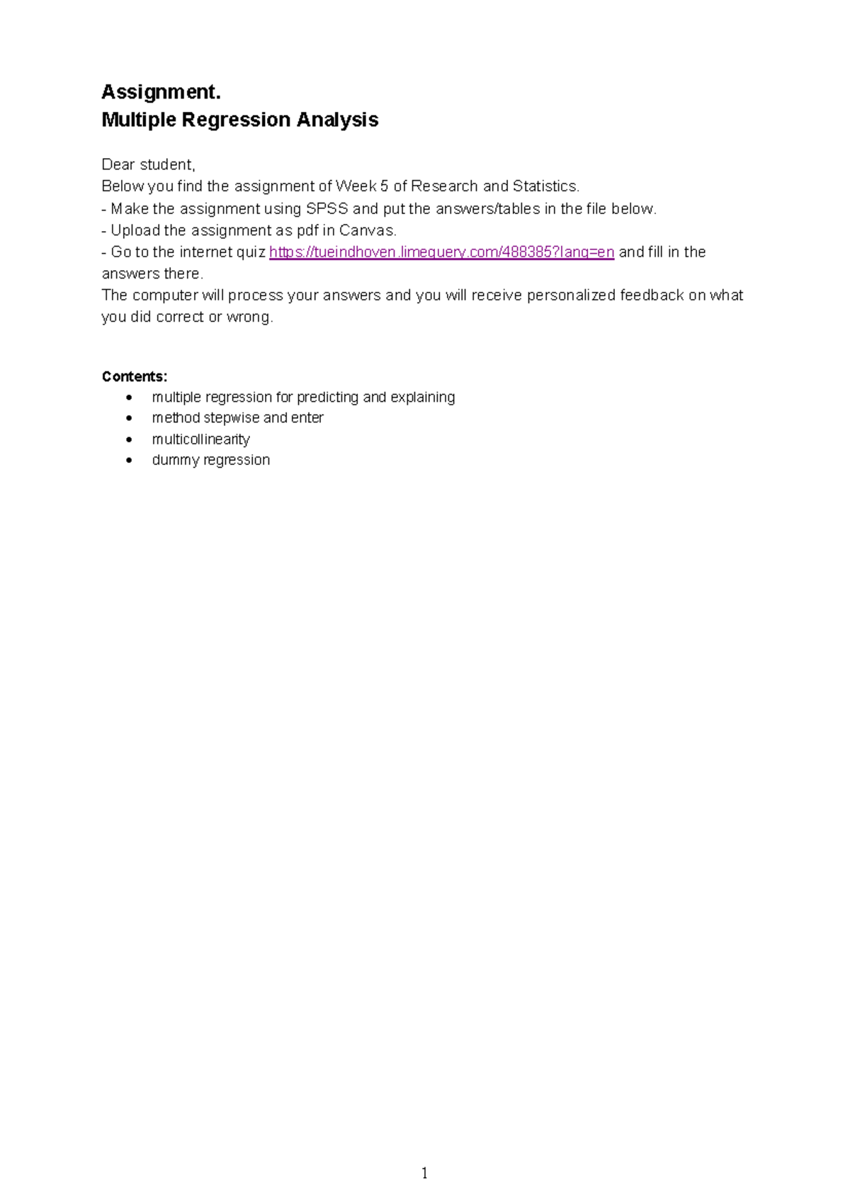 Assignment SPSS - 6: Analyzing Multiple Regression in R&S Statistics ...