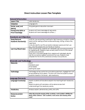 LXM2 TASK 1 Lesson PLAN-Elementary Reading Methods - Elementary Reading ...