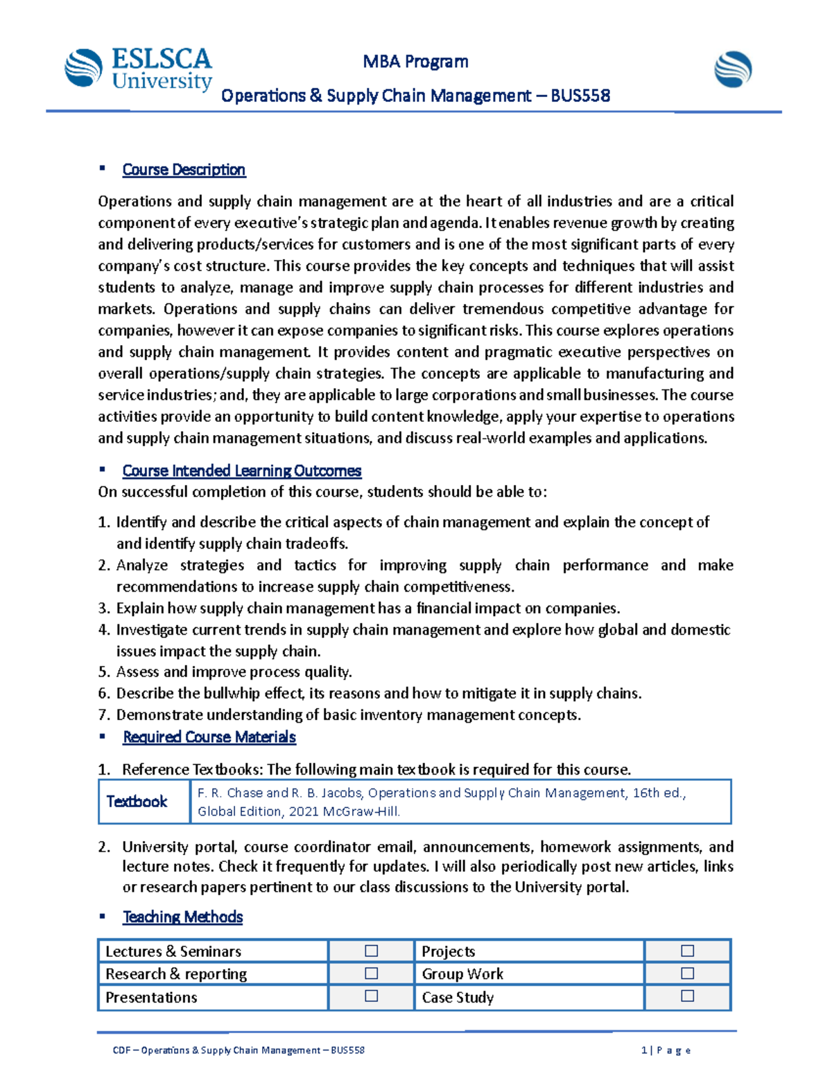 01-Operations and Supply Chain Management-CDF - MBA Program Operations ...
