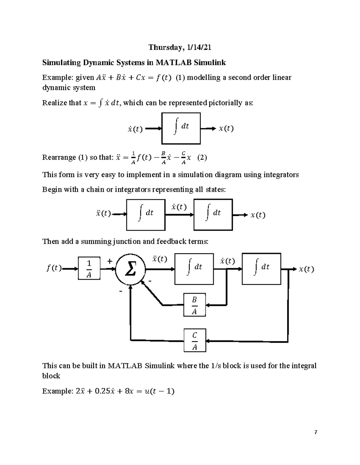 Lecture 11723 - Simulating Dynamic Systems in MATLAB Simulink - Studocu
