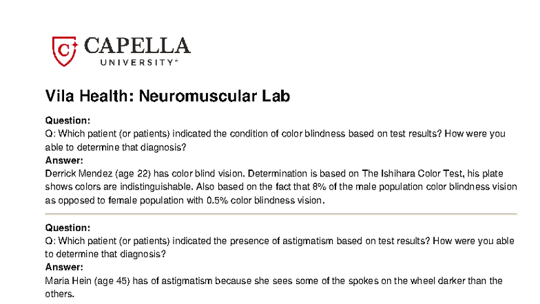 Vila Health: Neuromuscular Lab Activity - Assignment 2 Insights - Studocu