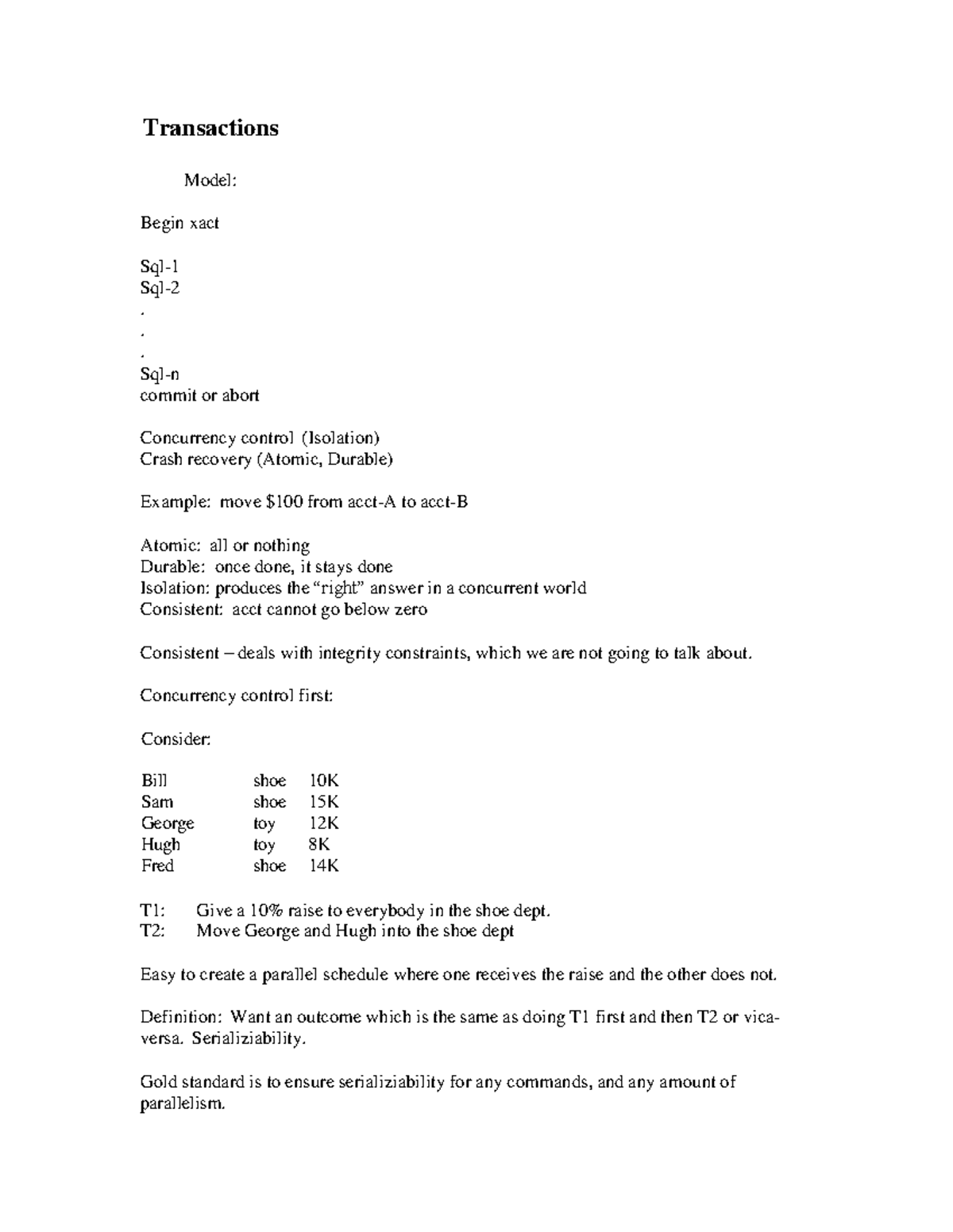 Transactions and locking (MS) - Transactions Model: Begin xact Sql- Sql ...