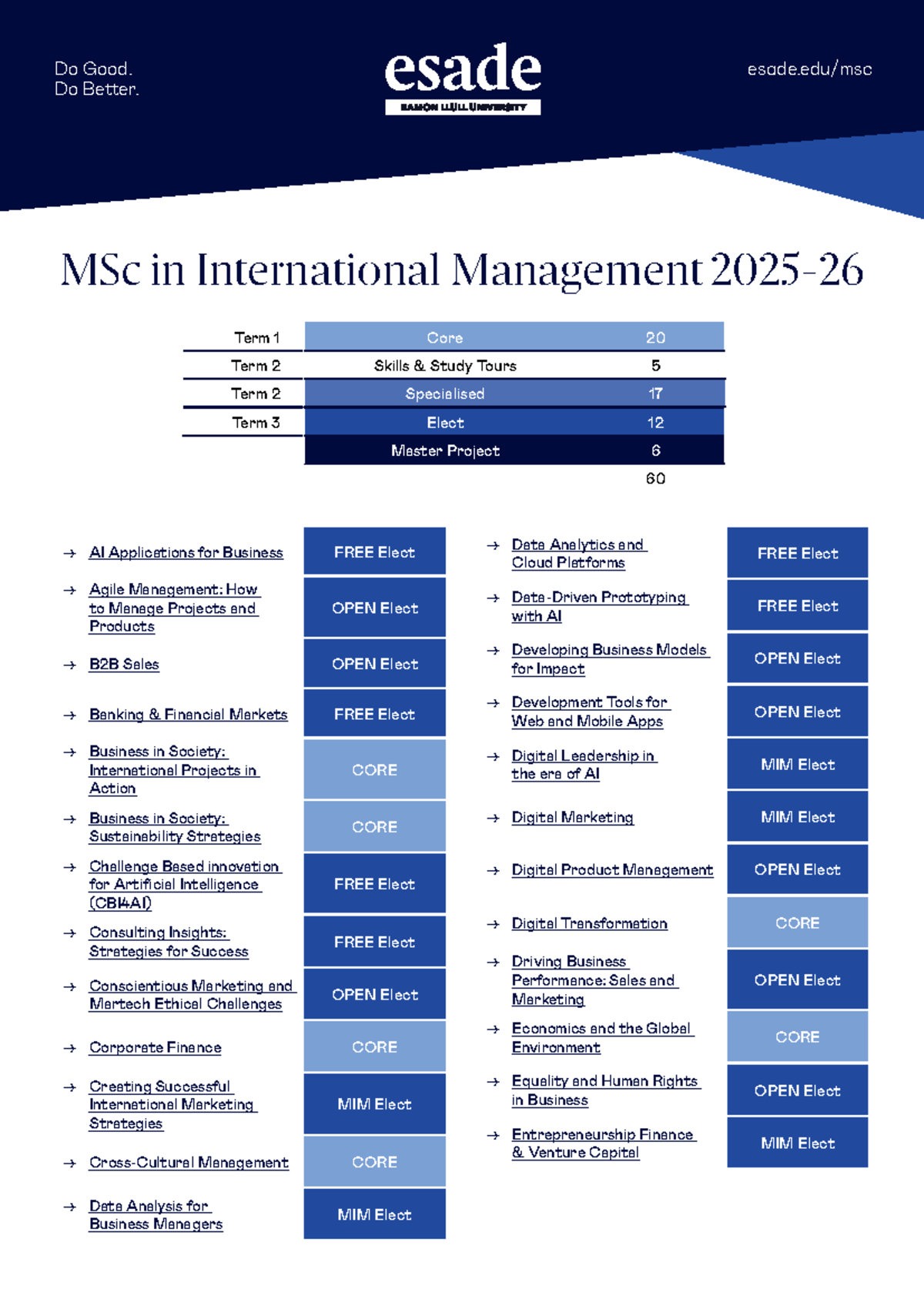 MSc in International Management Syllabus Overview and Electives - Studocu