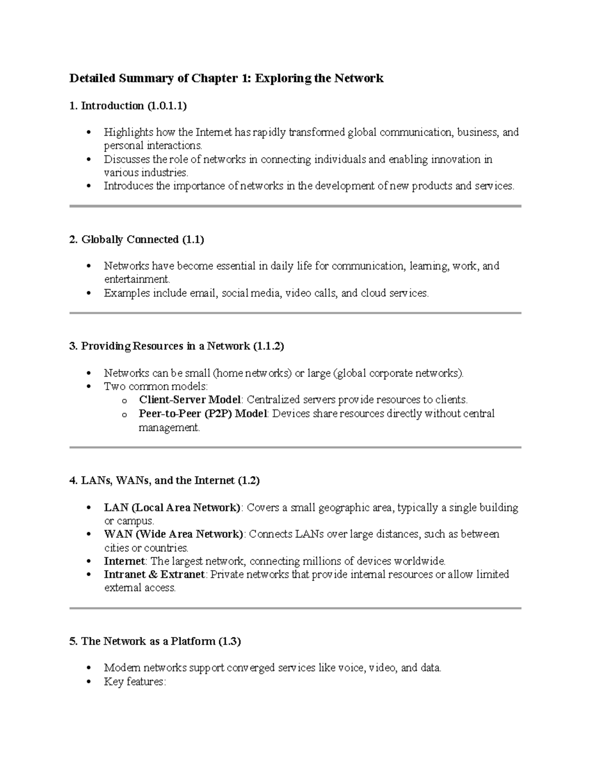 CISCO N+ Chapter 1: Exploring Network Fundamentals Summary - Studocu
