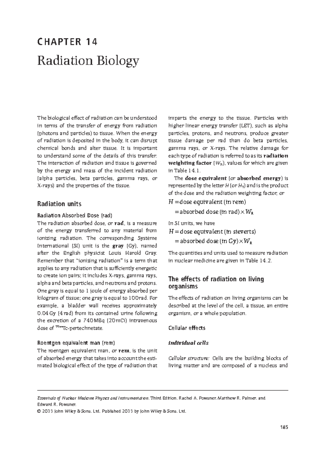 Instrumentation Physics-65 - CHAPTER 14 Radiation Biology Essentials of ...