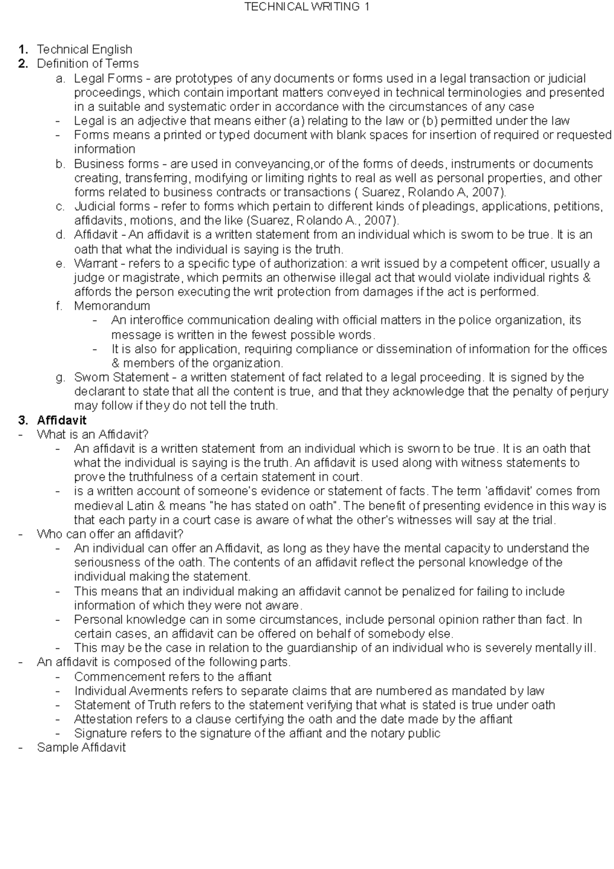 CRI 186 Technical English 1 - TECHNICAL WRITING 1 Technical English ...