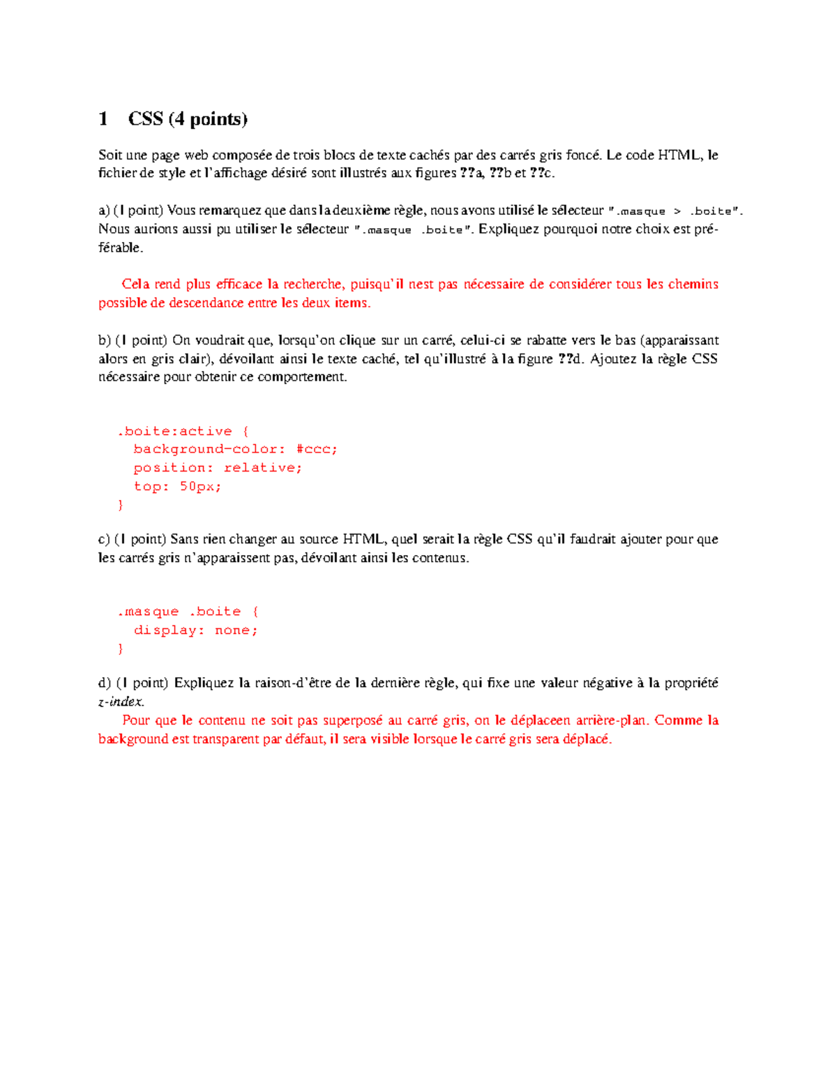 Examen préparatoire Final en CSS LOG4420 et Ajax INF4215 - Studocu