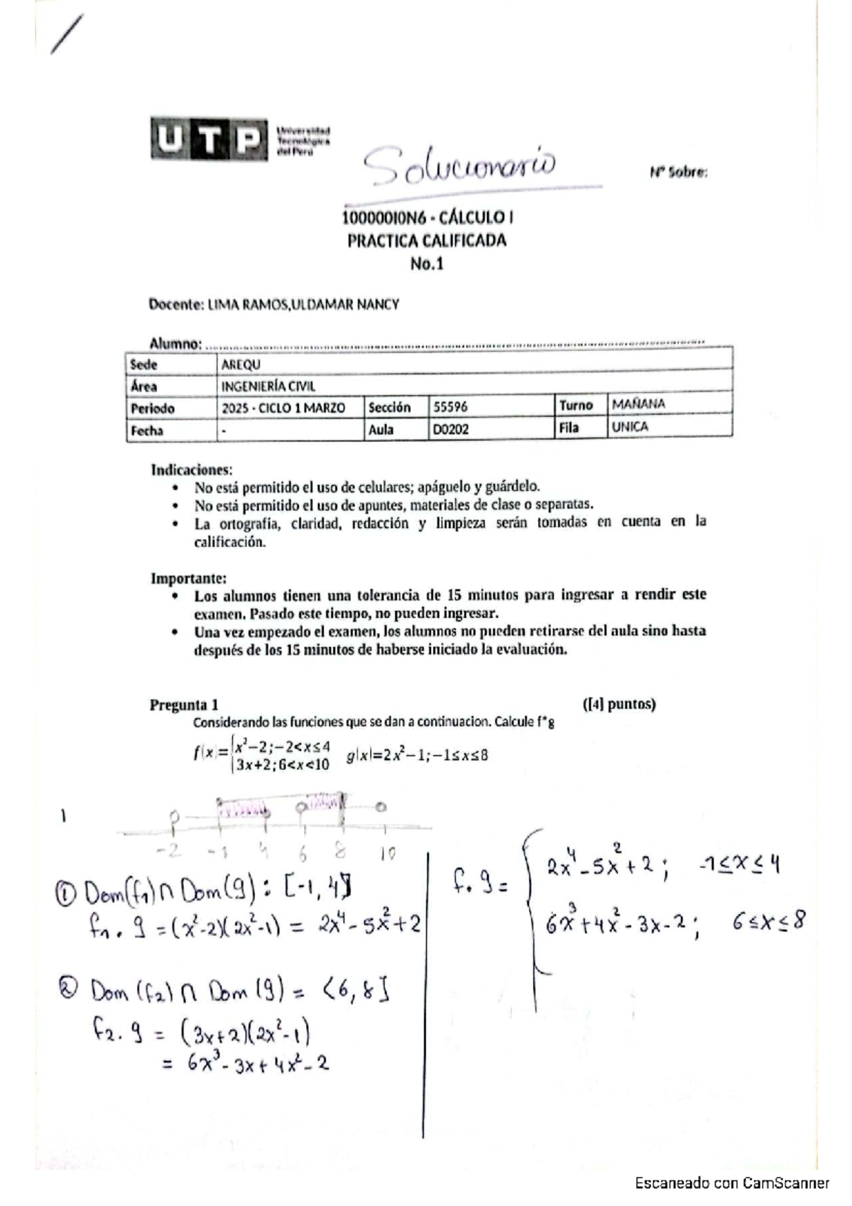 Cálculo I - Examen Resuelto - Solucionario Completo 2025 - Document Preview