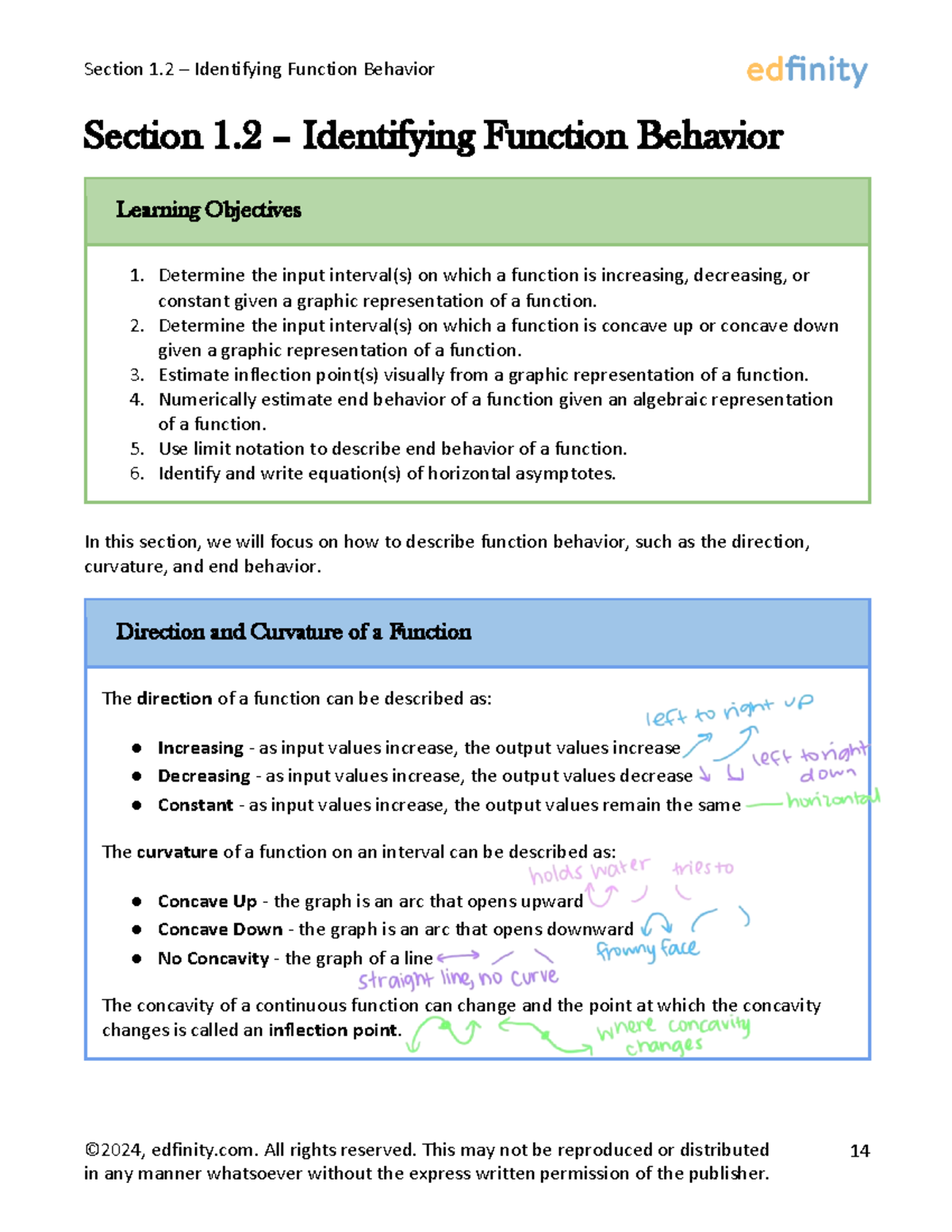 MATH 101: Lecture Notes on Identifying Function Behavior - Studocu