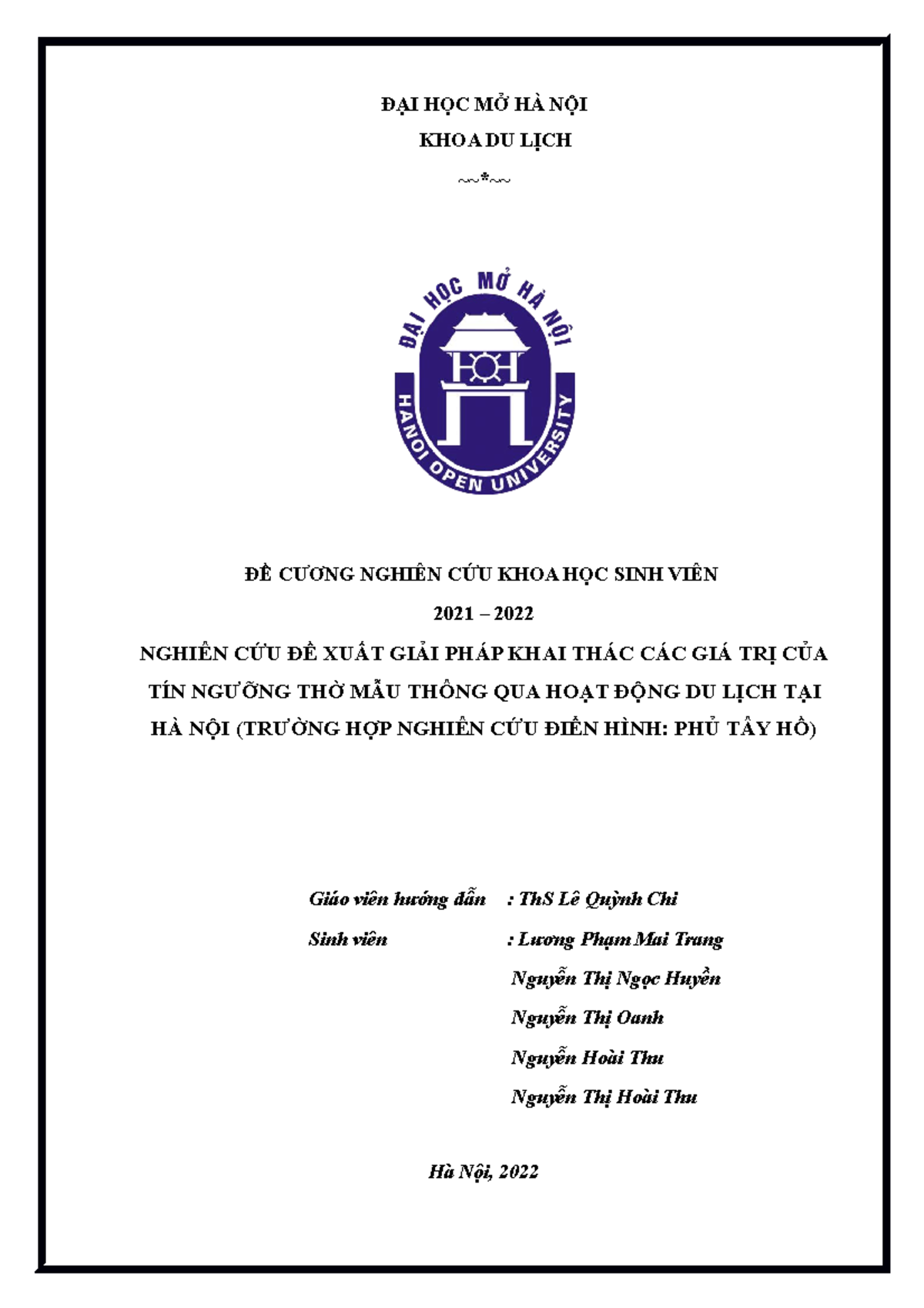 NGHIÊN CỨU GIẢI PHÁP KHAI THÁC TÍN NGƯỠNG THỜ MẪU TẠI HÀ NỘI - Document Preview