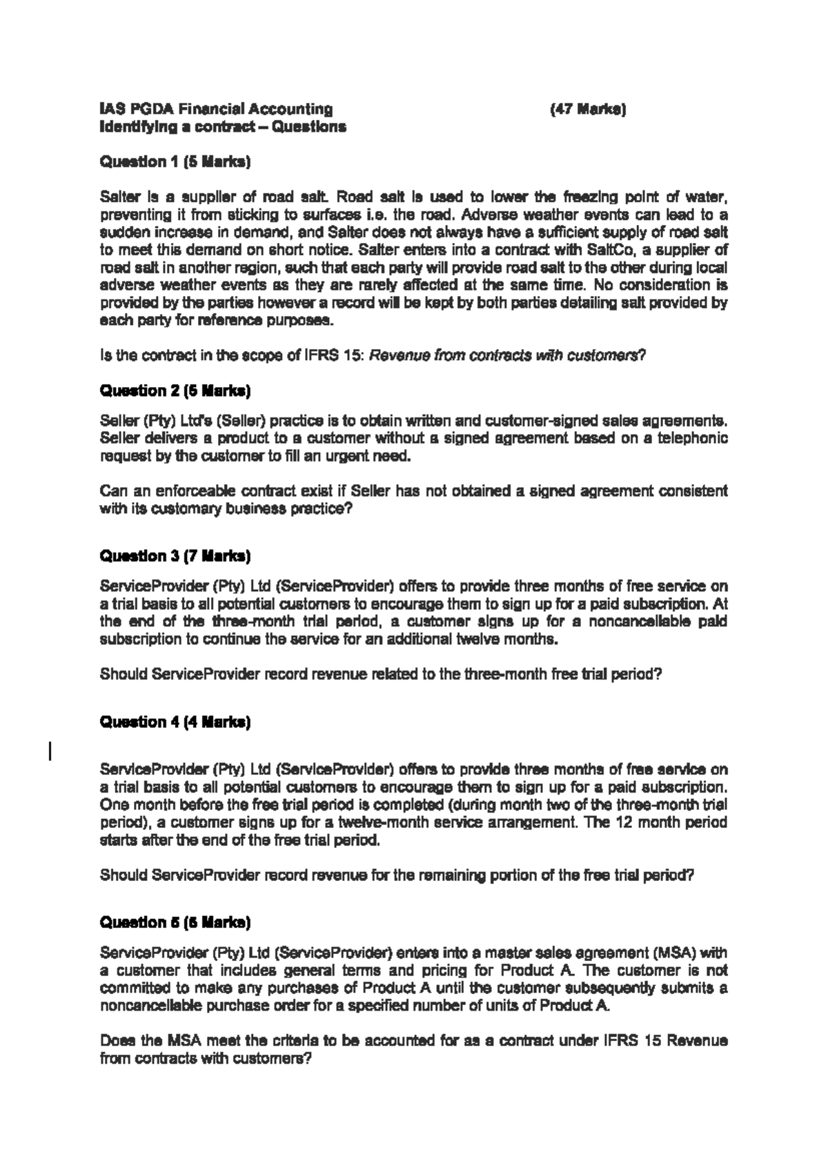 IAS PGDA Financial Accounting: IFRS 15 Scenarios & Contract Analysis ...