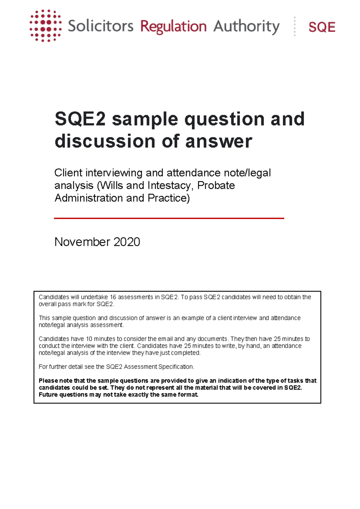 SQE2 Client Interviewing & Legal Analysis Sample Questions and Notes ...