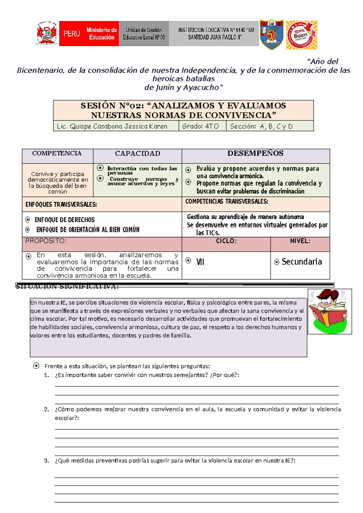 Sesión 02: Análisis y Evaluación de Normas de Convivencia Social - Studocu
