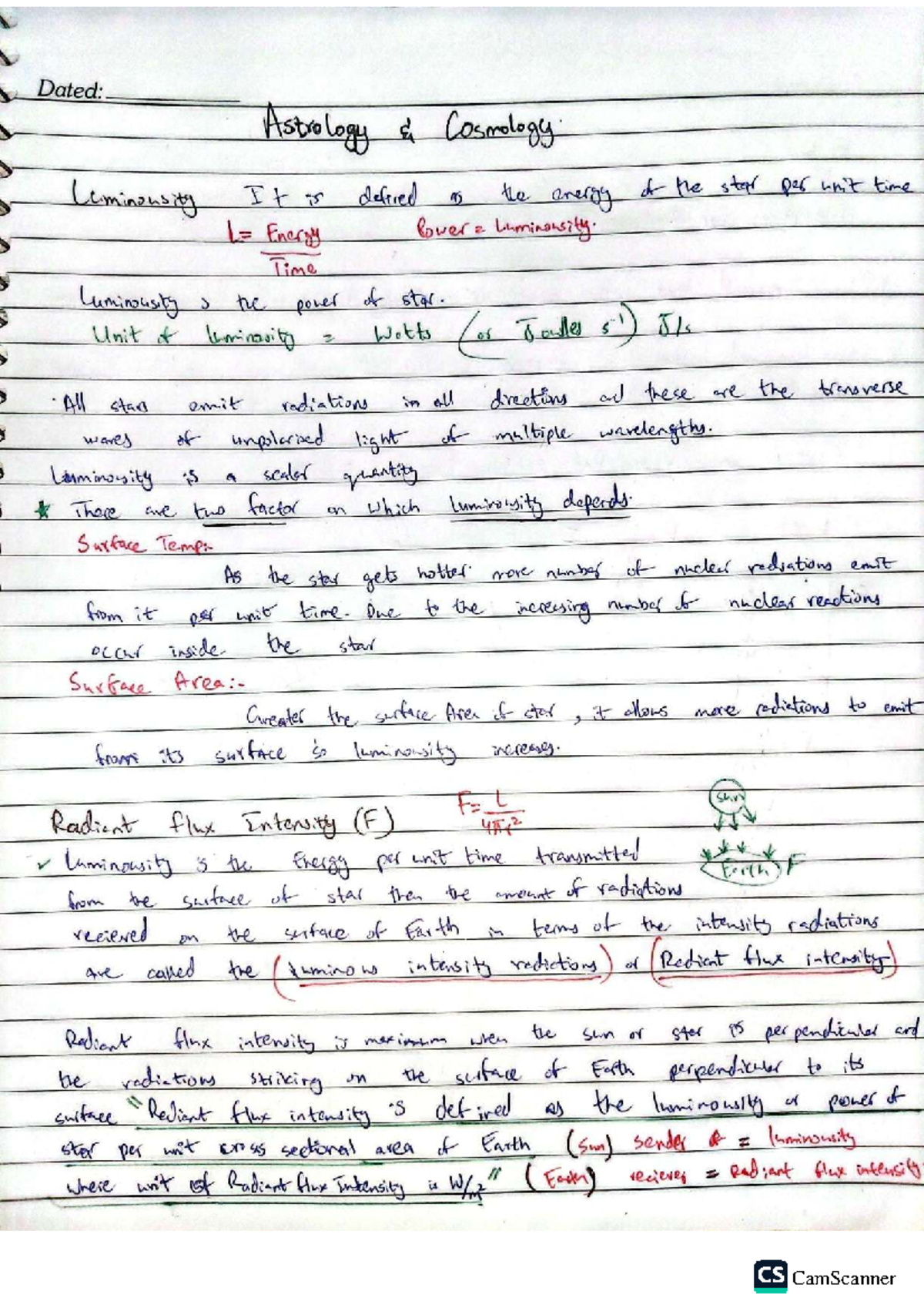 Astronomy and Cosmology Notes: Luminosity and Redshift Analysis - Studocu