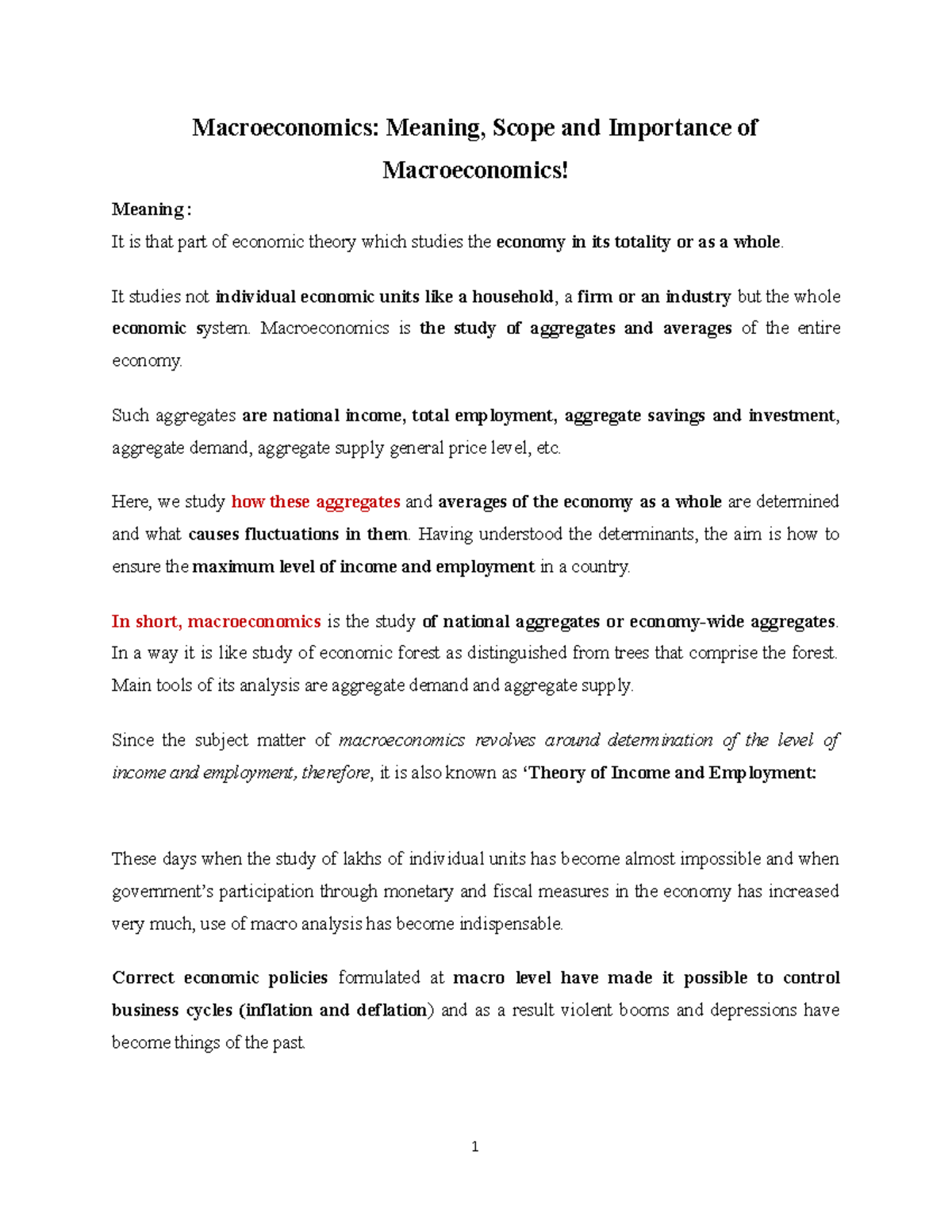 1A Meaning, Scope, and Importance of Macroeconomics Explained - Studocu