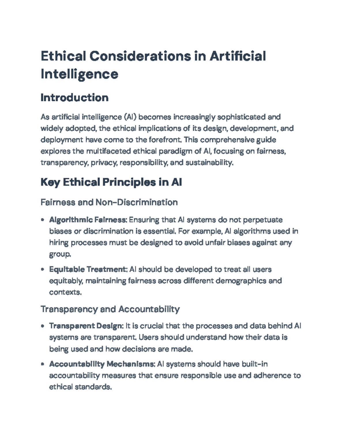 Ethical Considerations in AI: Fairness, Transparency, and ...