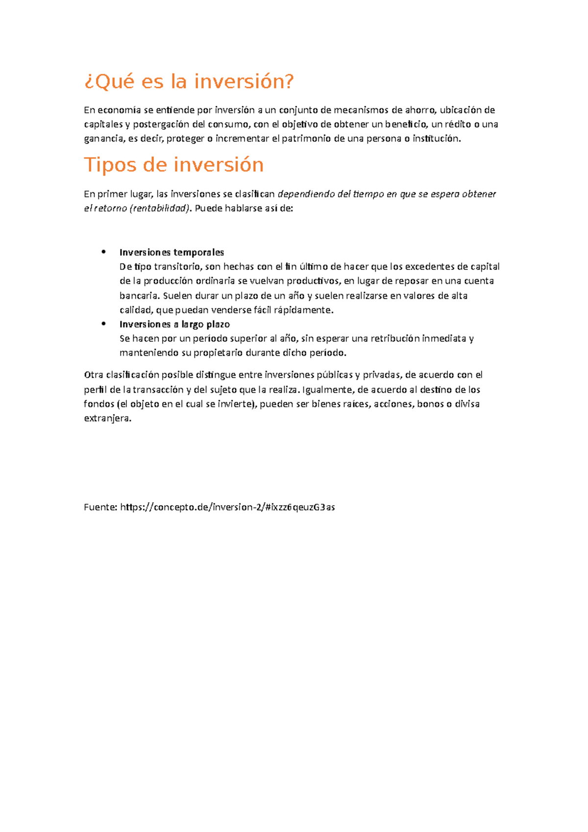 Tipos de inversion - ¿Qué es la inversión? En economía se entiende por ...