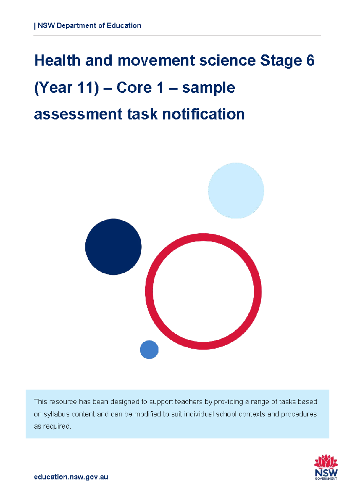 NSW Health & Movement Science Stage 6 (Year 11) Core 1 Assessment Task ...