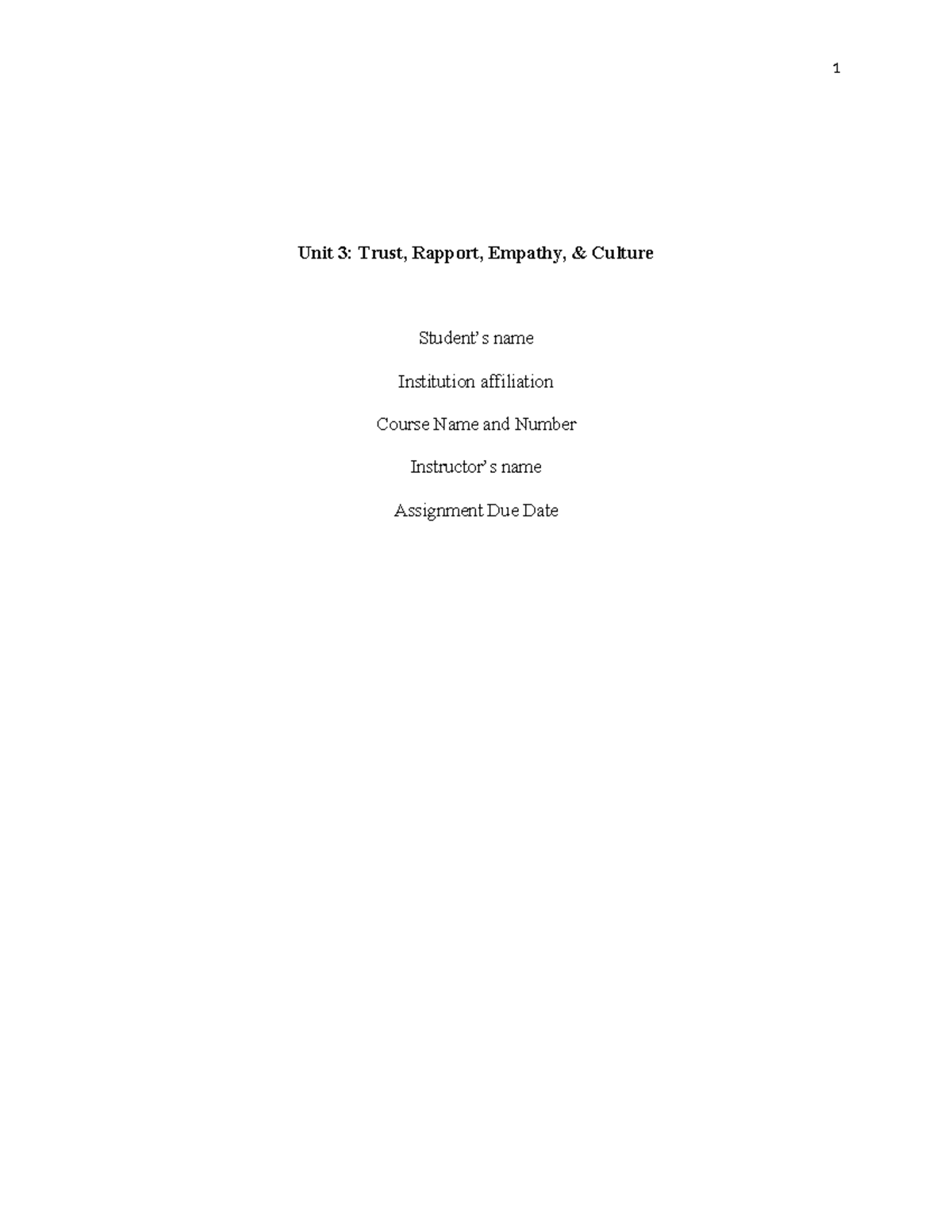 39567891-Unit 3: Building Trust, Rapport, & Empathy in Client Relations ...