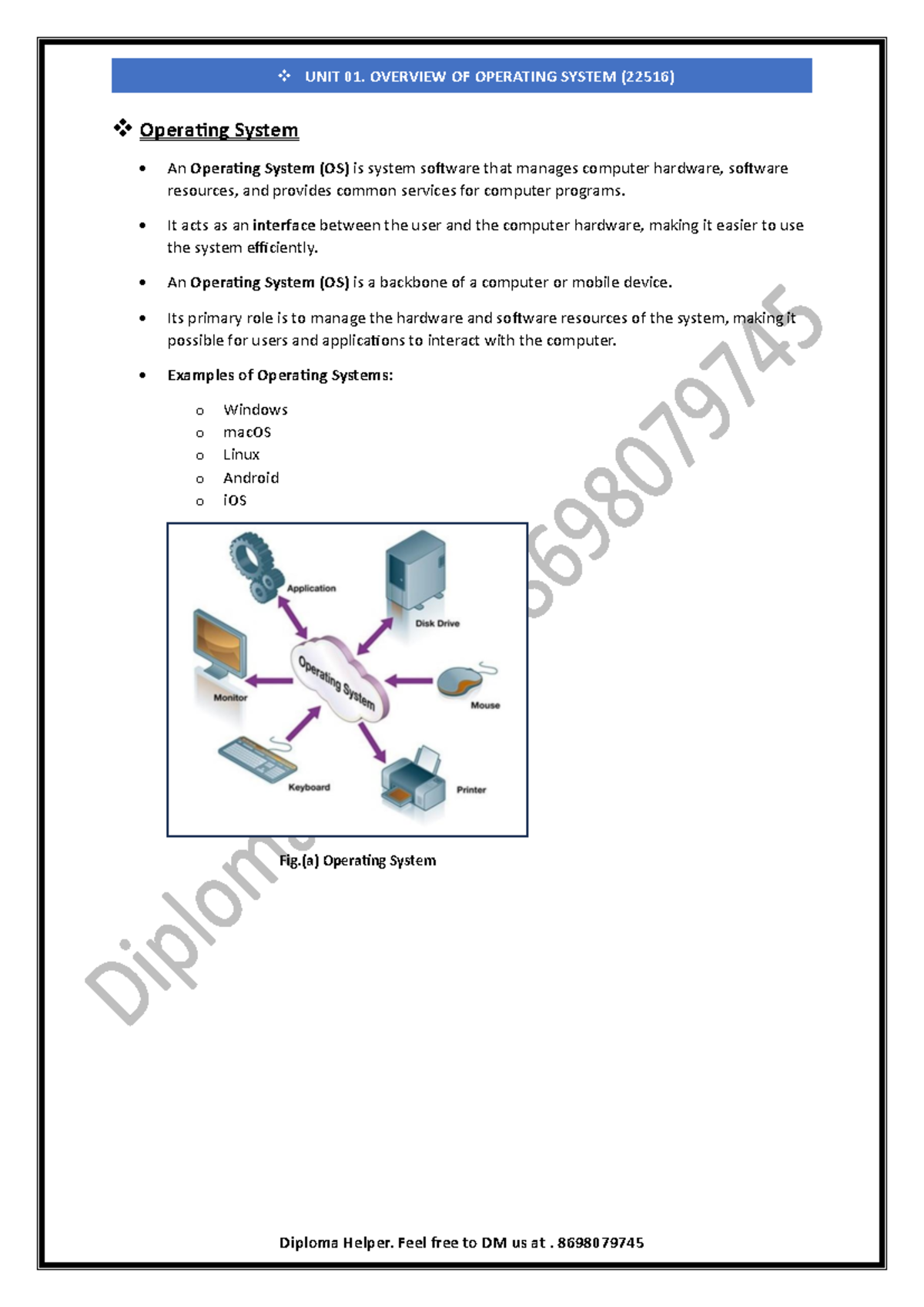 Unit 01 Osy (22516) - CSS - Operating System • An Operating System (OS ...