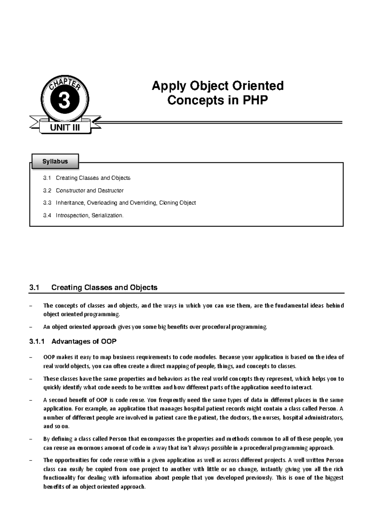 Unit-III Final Exam: Applying OOP Concepts in PHP - Studocu