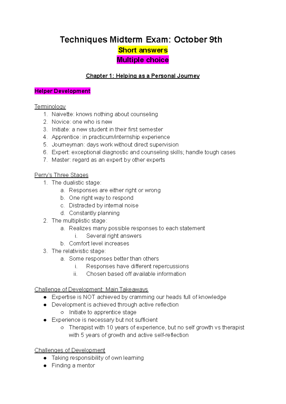 Techniques Midterm Exam Study Guide: Key Concepts & Skills - Studocu
