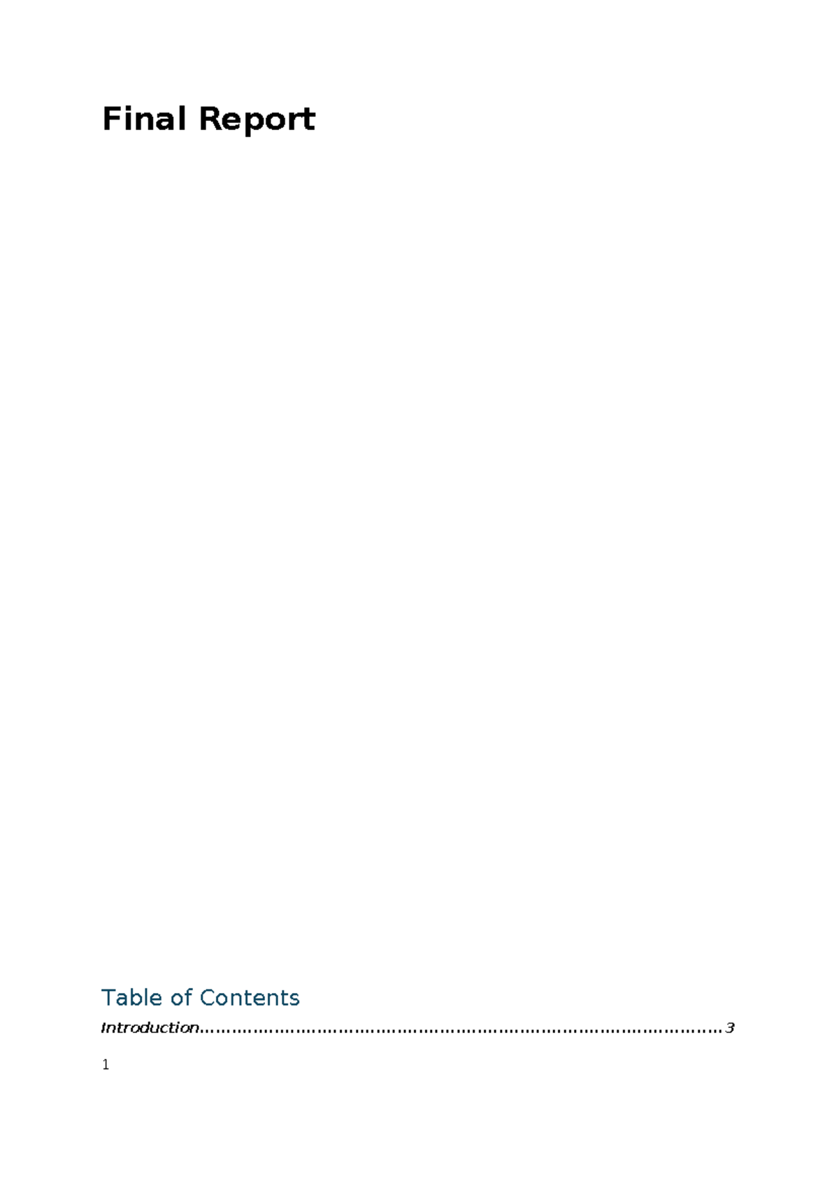 Econ1203 Final Report - 86/100 - Final Report Table of Contents - Studocu