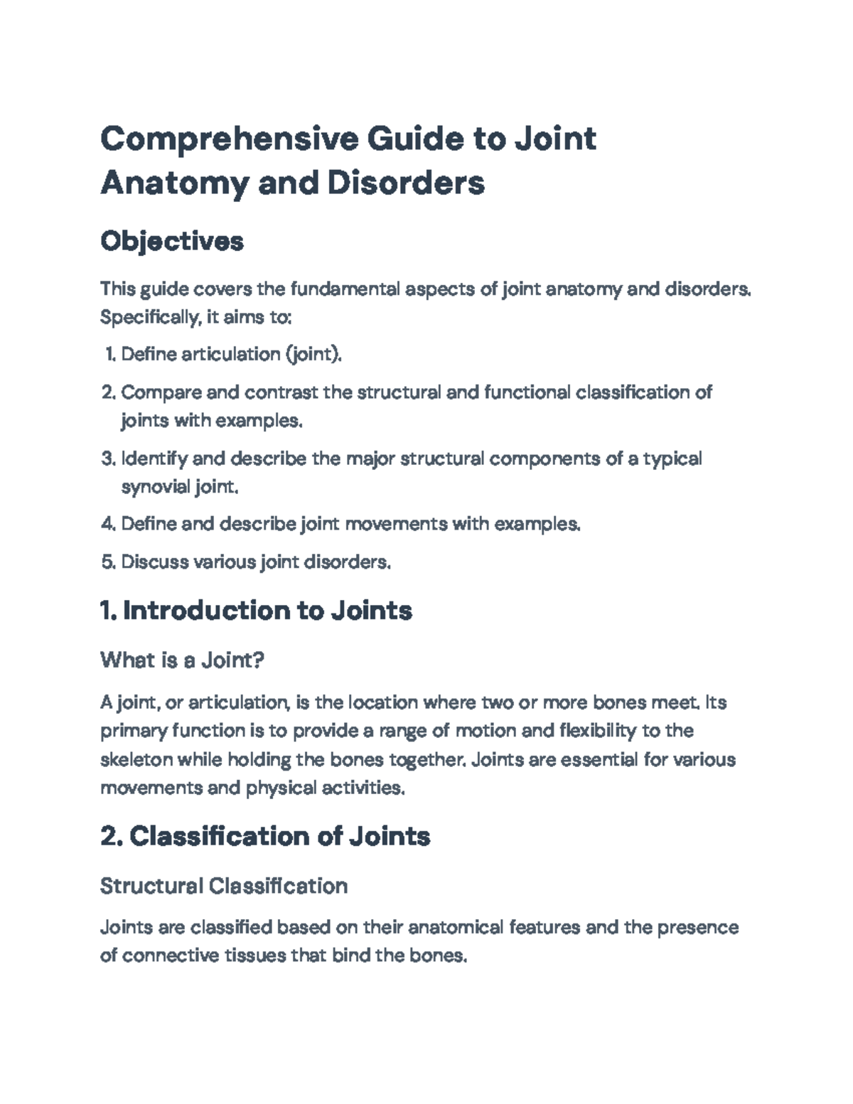 Comprehensive Guide to Joint Anatomy and Disorders - Comprehensive ...