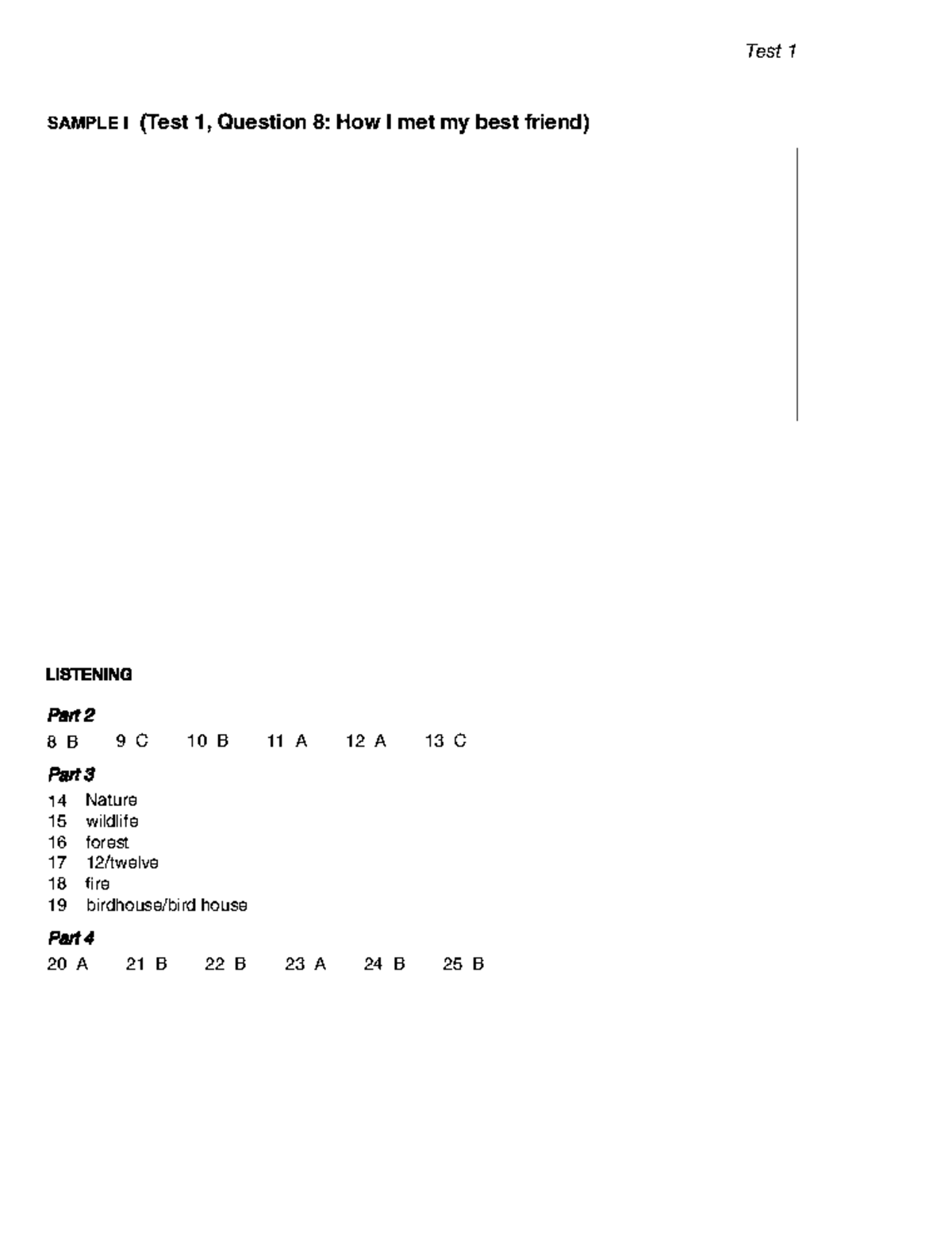 Answer Key for Ex3 - Practice W3 Listening Test 1 Overview - Studocu