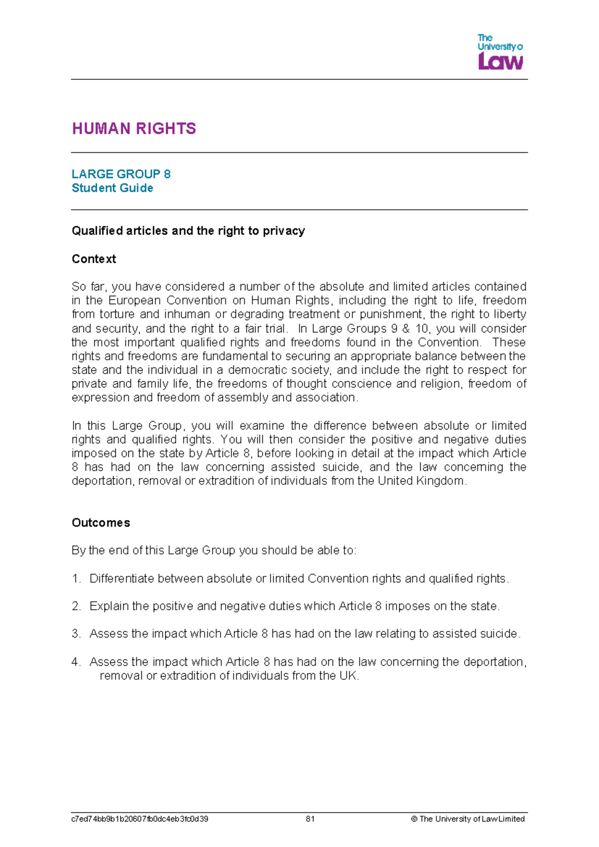 Human Rights LG8: Exploring Qualified Rights & Article 8 Implications ...