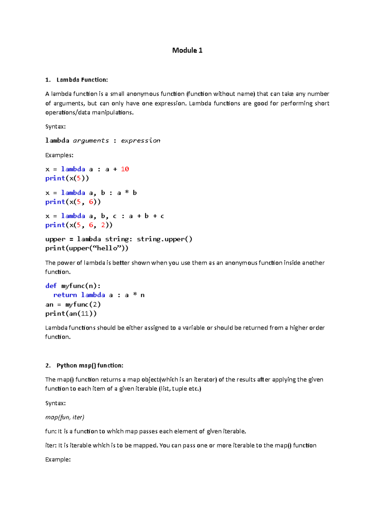 Module 1: Introduction to Lambda Functions, Map, and Decorators in ...