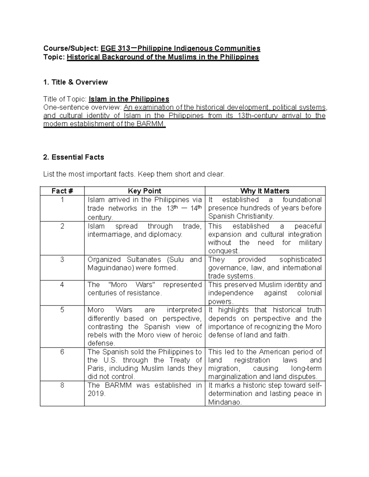 EGE Islam in the Philippines Study Guide: Historical Overview and Key ...
