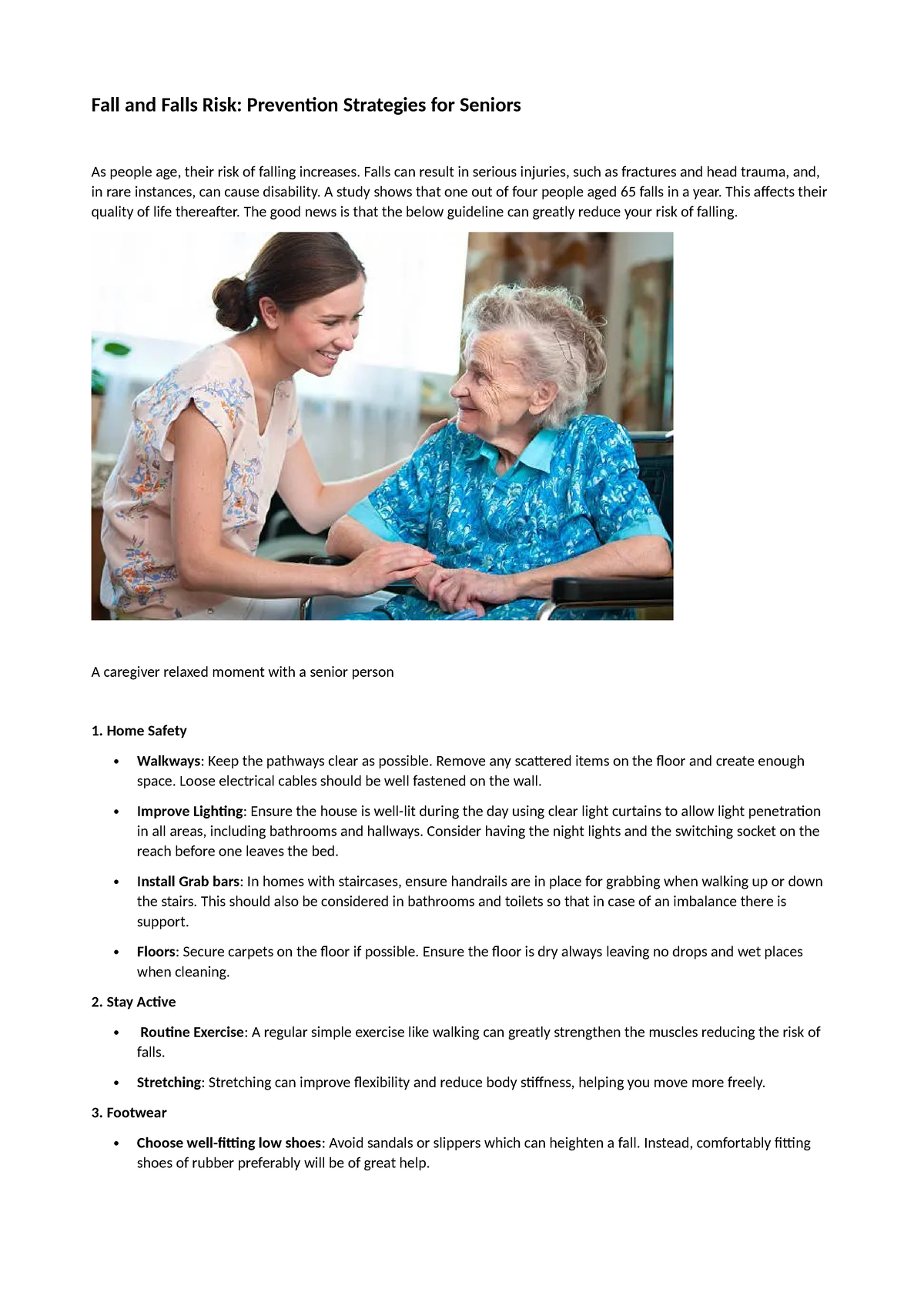 Fall Prevention Strategies for Seniors - Fall and Falls Risk ...