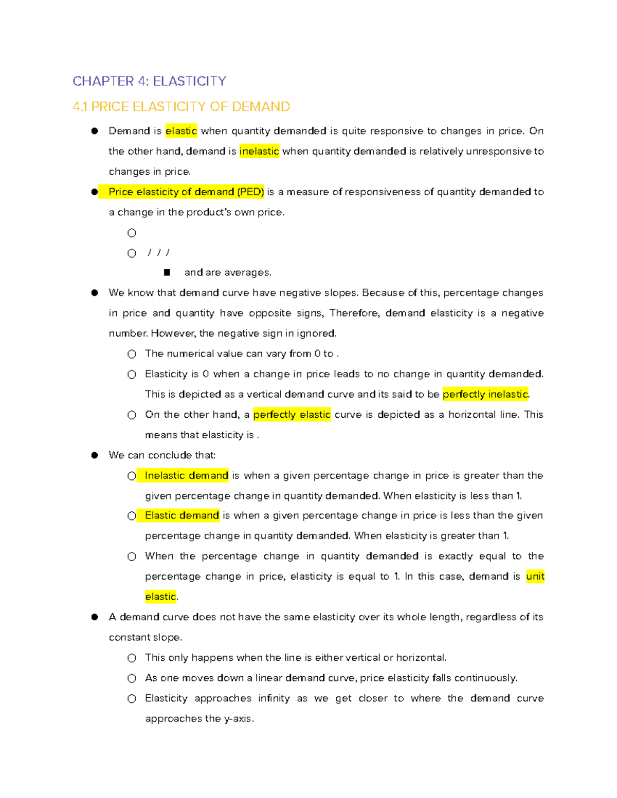 Chapter 4 Elasticity - Summary Principles of Microeconomics - CHAPTER 4 ...