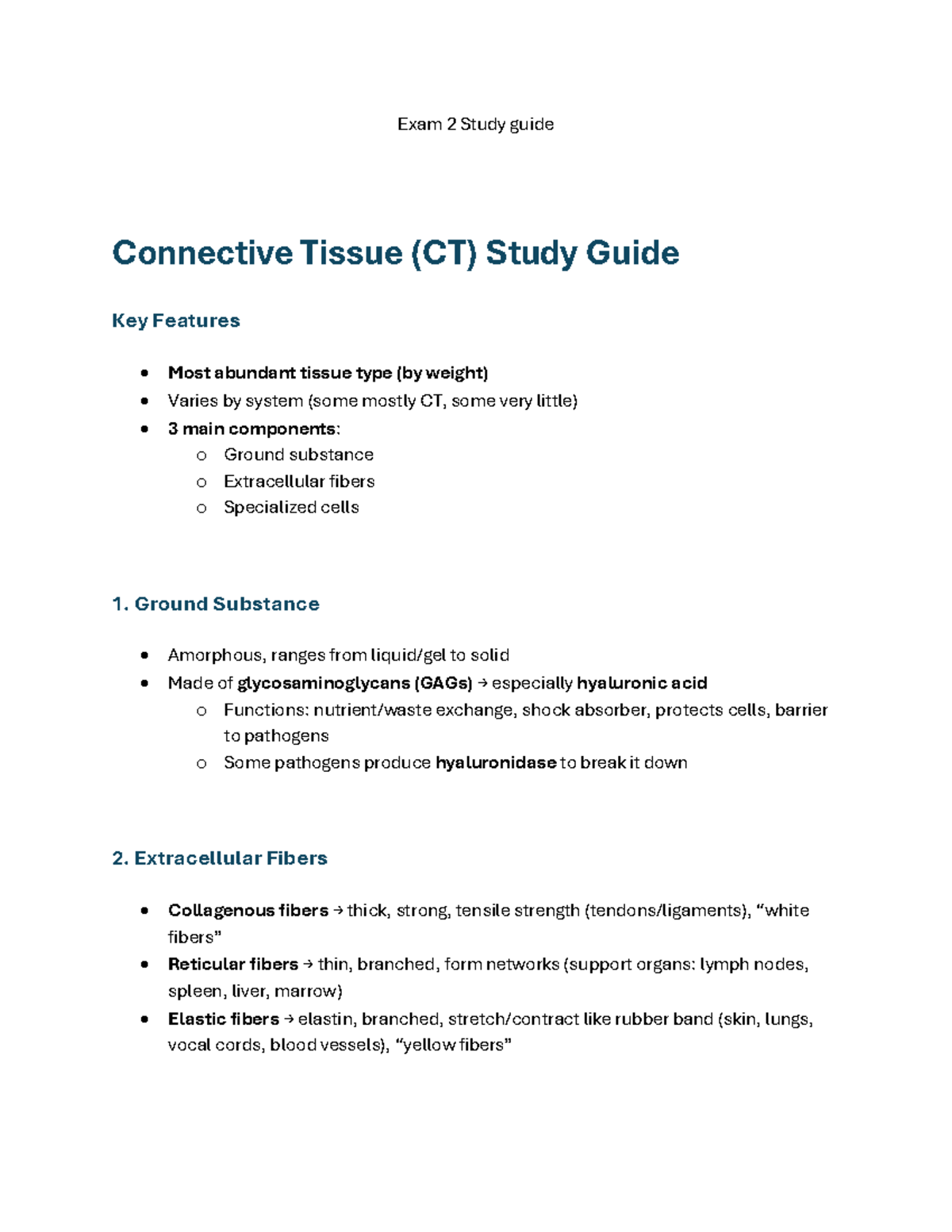 Connective Tissue Study Guide & Quiz Solutions - Exam 2 Prep - Studocu