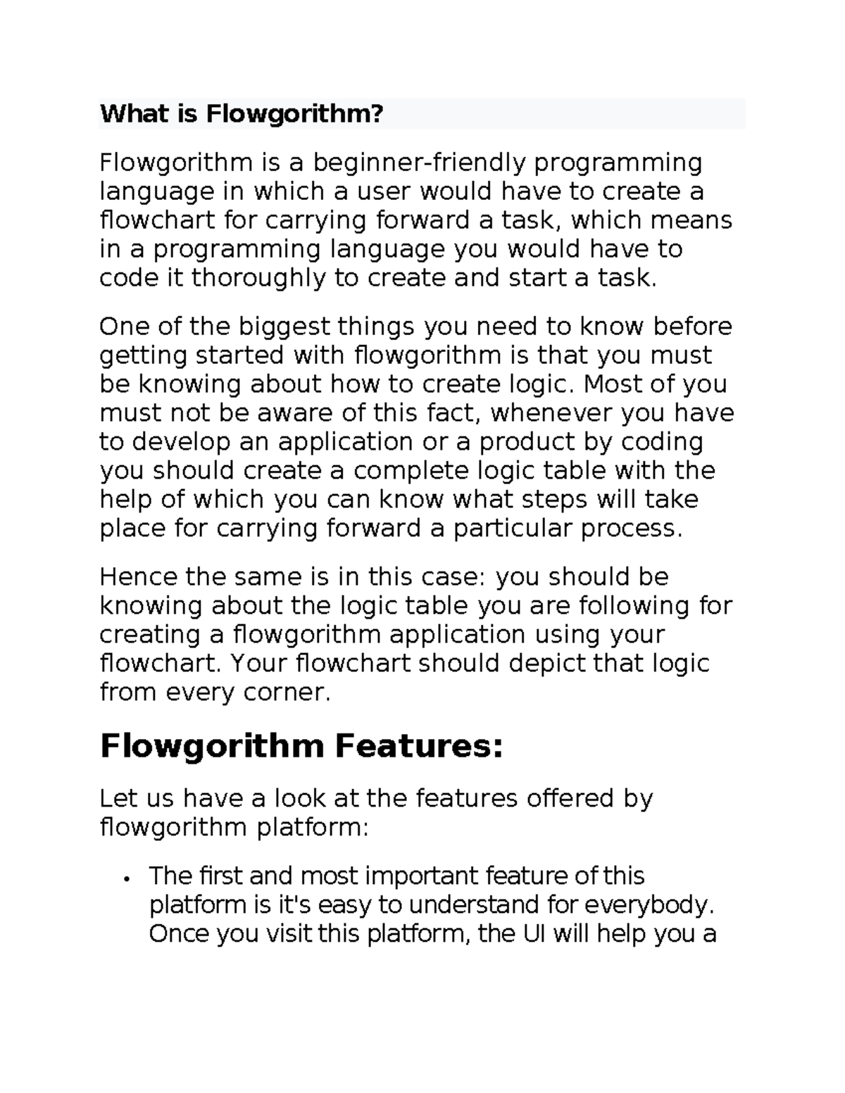 Flowgorithm Basics and Features Overview - INFO - Studocu
