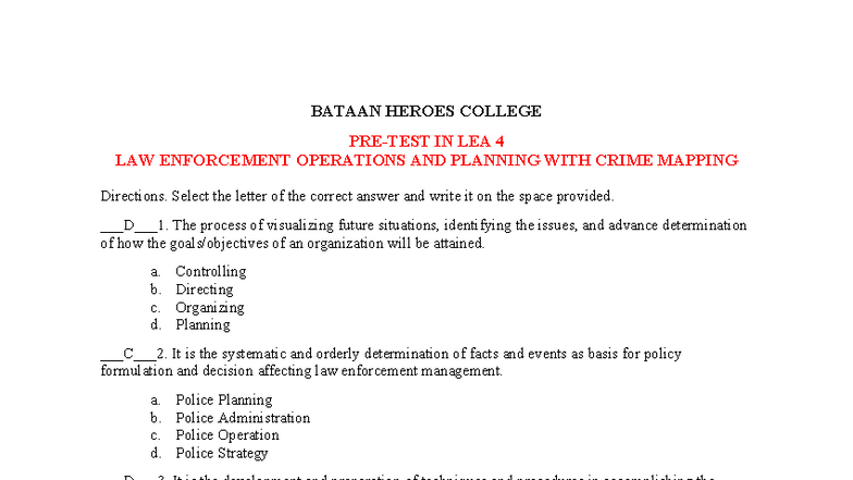 LEA 4: Law Enforcement Operations & Planning Notes - Studocu