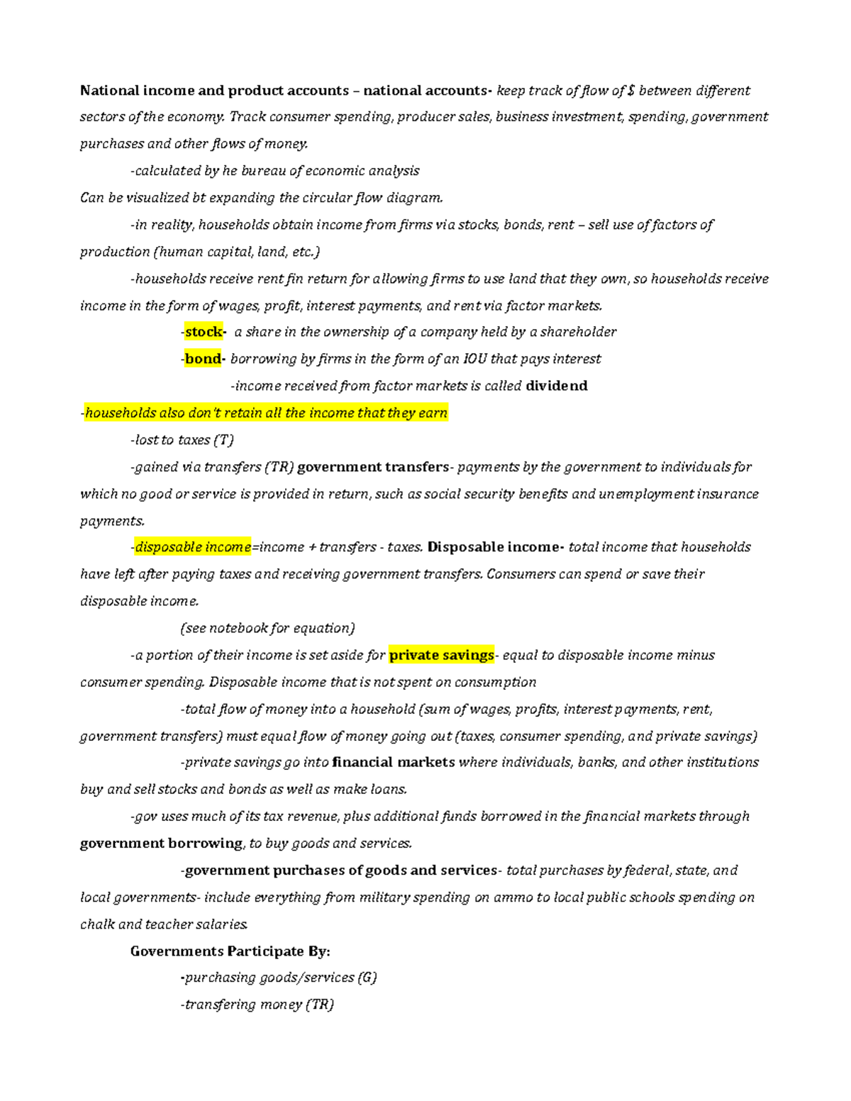 Econ 101: Chapter 7 Notes on National Income and GDP Analysis - Studocu