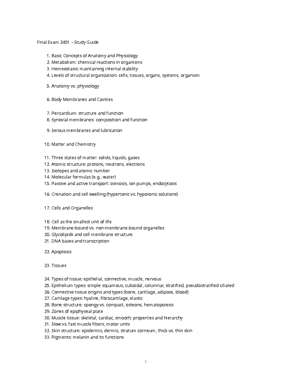 Final Exam 2401 – Study Guide for Anatomy and Physiology - Studocu