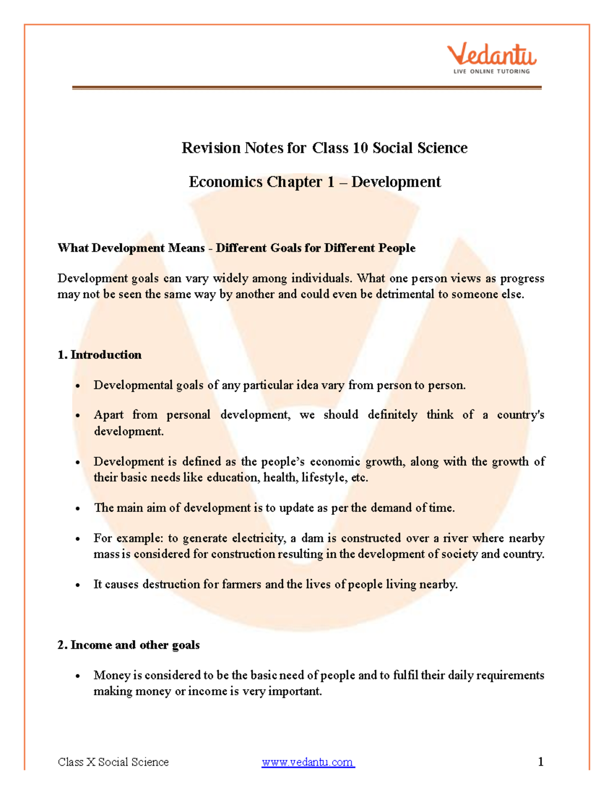 Economics Chapter 1 Development Class 10 Notes PDF for FREE - Revision ...