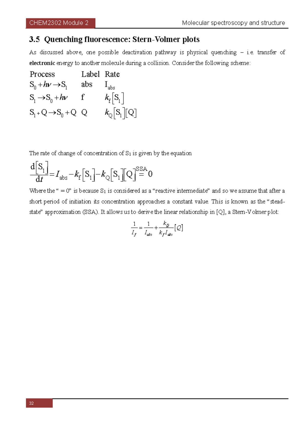 CHEM2302 Module 2: Molecular Spectroscopy & Quenching Fluorescence ...