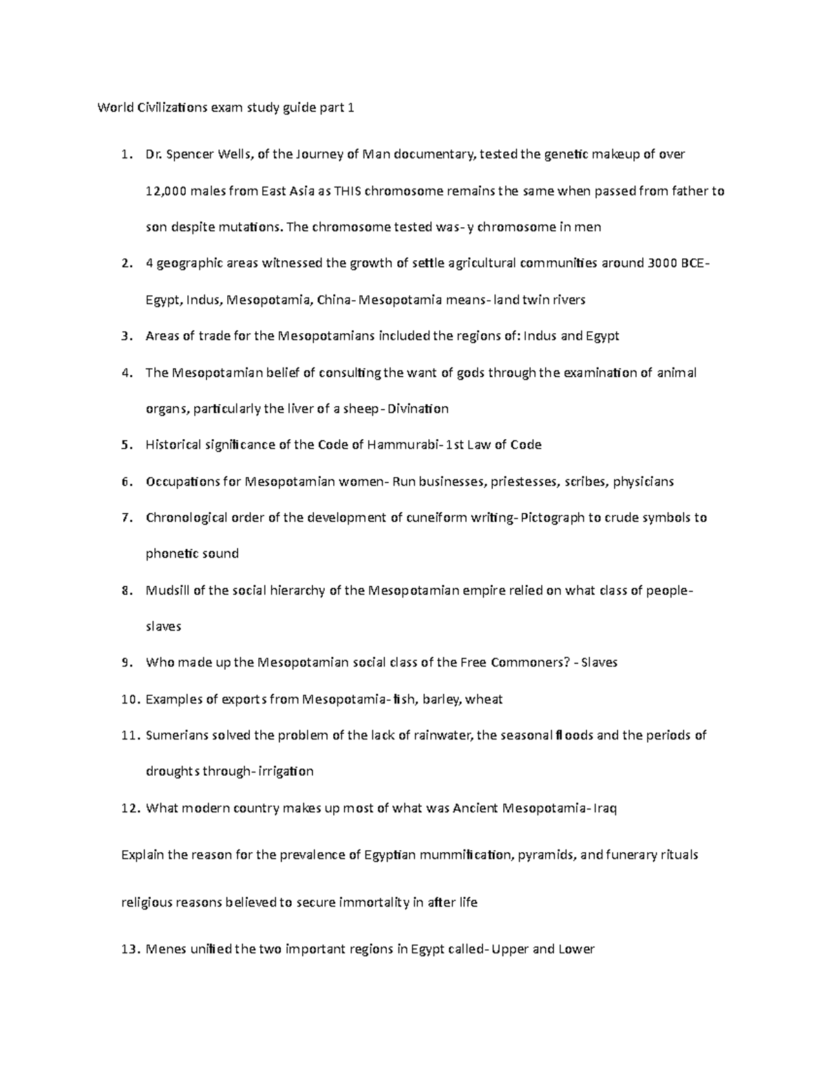 World Civilizations Exam Study Guide: Key Concepts Part 1 - Studocu