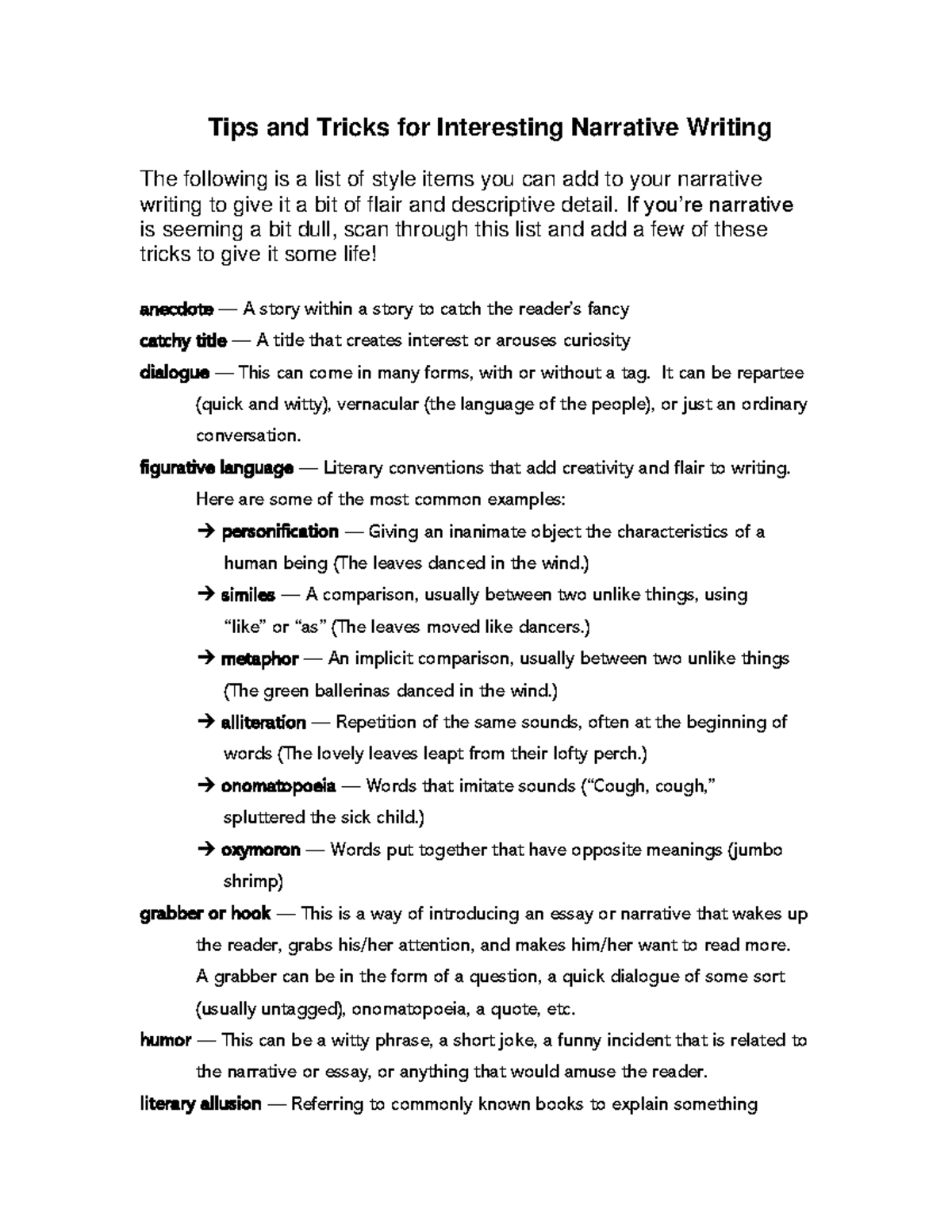 Tips and Tricks for Interesting Narrative Writing - If you’re narrative ...