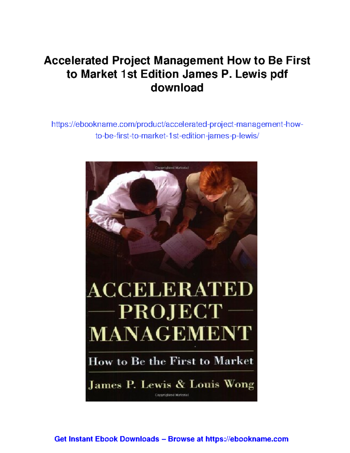 Accelerated Project Management: Be First to Market (1st Ed.) - Studocu