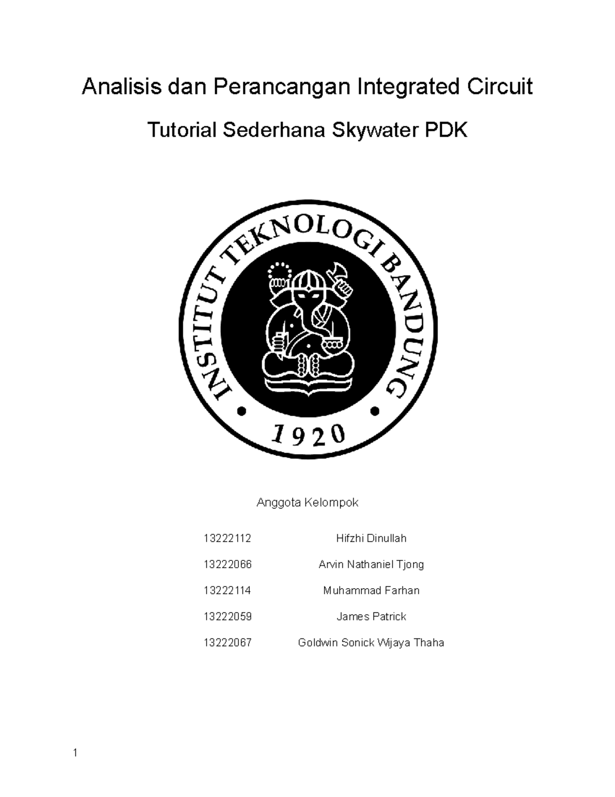 Tugas APIC 1: Tutorial Sederhana Skywater PDK dan Desain Inverter CMOS - Document Preview